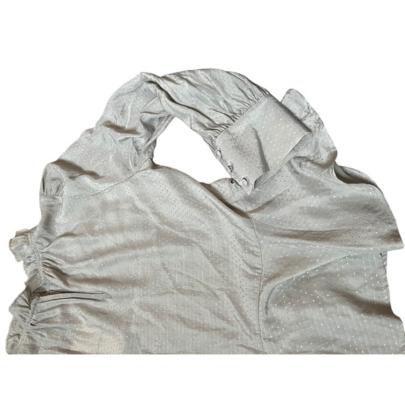 who what wear green polka dots halter neck ruffle cuff long sleeve blouse sz xs - Picture 4 of 11